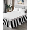 thumbnail image 4 of Black Striped Wrap Around Bed Skirts for King Bed 18" Drop,Bed Skirt with Adjustable Elastic Belt Dust Ruffle Bed Valance for Bedroom Hotel Modern Farmhouse Black and White Stripes Bed Frame Cover, 4 of 7