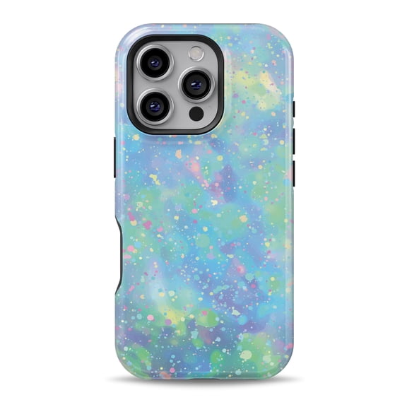 DesignSkinz Scratch-Resistant Hard Slim Case Compatible with iPhone 16 (Compatible with MagSafe) - Splattered Opal Gemstone V1