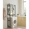 thumbnail image 3 of CRXX Over-The-Toilet Storage, 3-Tier Bathroom Organizer Over Toilet with Adjustable Shelves, Hooks, Bamboo, Freestanding Space Saver Bathroom Shelves, Heather Greige and Ink Black, 3 of 8