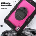 thumbnail image 4 of SaniMore for iPad Pro 11 2024 Case, 3 Layers Multi-Functional Cover with Pencil Holder Shoulder & Hand Strap 360° Rotatable Kickstand Shockproof Protective Shell, Rose+Black, 4 of 11