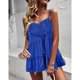 thumbnail image 3 of Camisola de verano con diseño de encaje y costuras, Color puro, con tirantes en el pecho, cómoda camisola informal de poliéster sin mangas para uso diario, 3 of 6