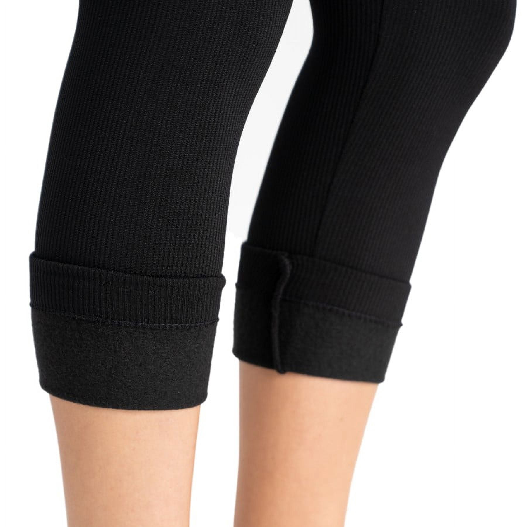 MUK LUKS Womens Fleece Lined Leggings, Black Rib, Large/X Large