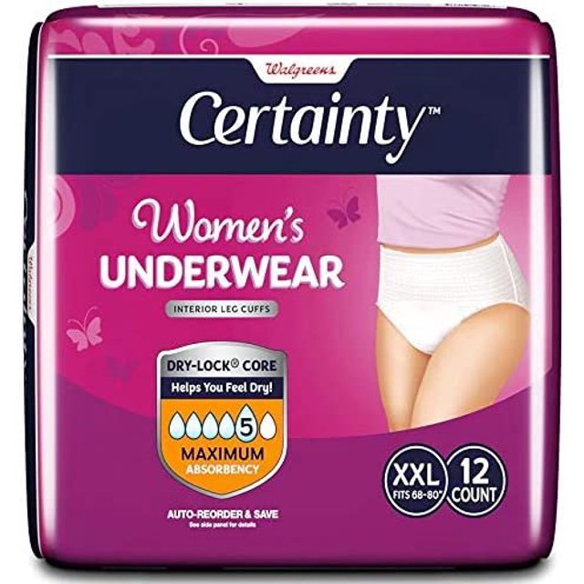 Certainty Women's Underwear, Maximum Absorbency XXL, 12ea