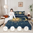 thumbnail image 3 of Homewish Vintage Boho Sun Moon Queen Comforter Set,Dreamy Stars Comforter Sets Queen,Blue,Navy Blue Reversible,3-Piece,1 Comforter and 2 Pillowcases, 3 of 7