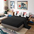 thumbnail image 5 of Manfei Ink Samurai Twin Bedding Sets for Boys Men, Sakura Sword Bedding Comforter Set, Black Red Pink, Black Reversible7 Pieces, 5 of 6