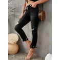 thumbnail image 6 of Asyoly Women Pull-on Denim Joggers Elastic Waist Stretch Pants Distressed Ripped Jeans, 6 of 7