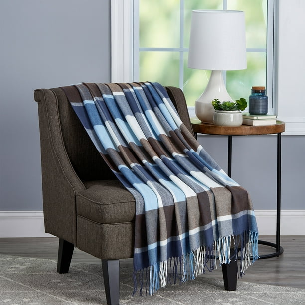 Super Soft Oversized Vintage Style Plaid Throw Blanket by Somerset Home