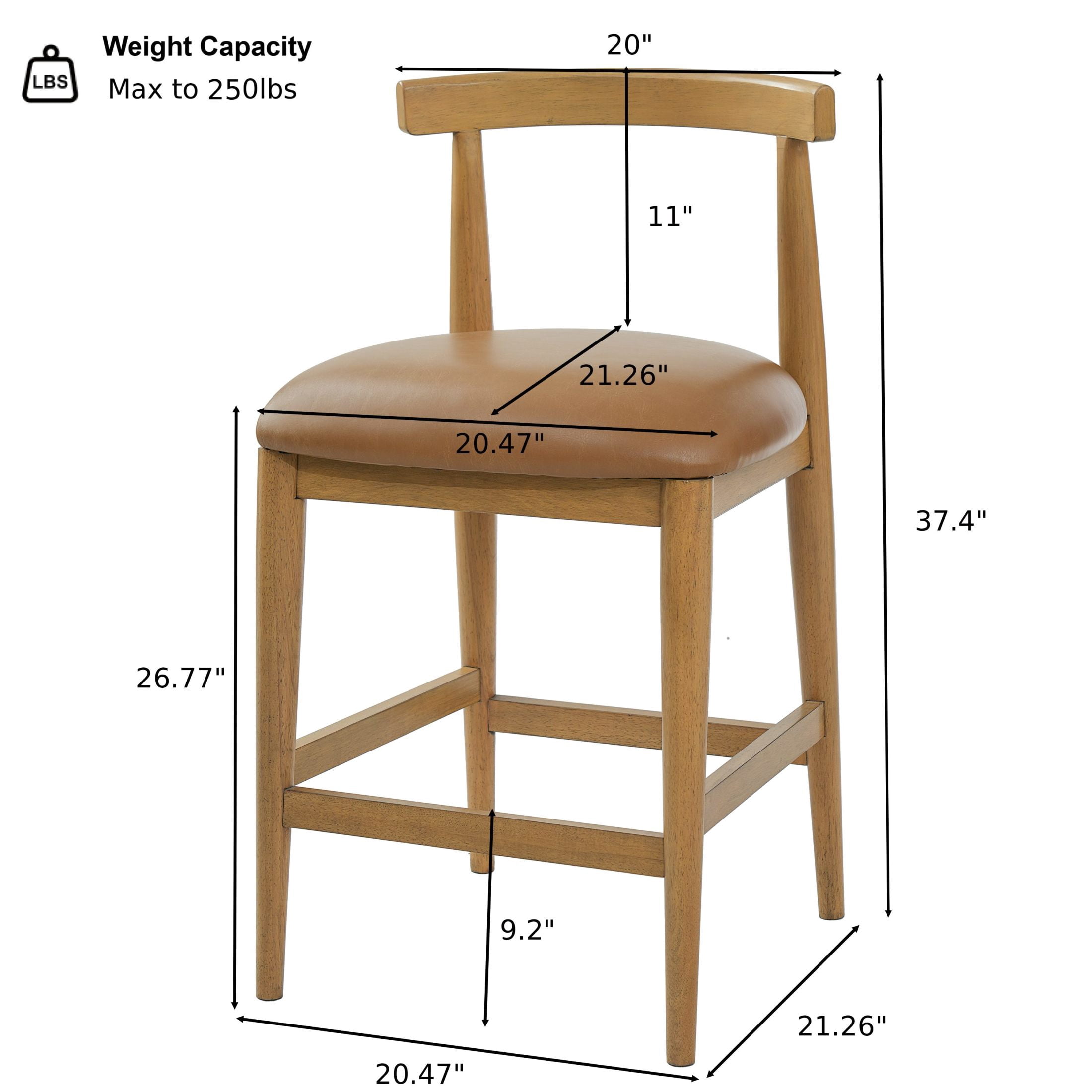 Christopher Knight Home Modern PU Upholstered Counter Height Bar Stools, Natural+Brown, Set of 2