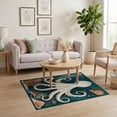 thumbnail image 3 of ODIKA 4'x6' Washable Area Rug Non-Slip, Chair-Friendly, Flatwoven Octopus Vintage Nautical Coral Reef Circle Kitchen Medallion for Home Office, Under Desk, 3 of 7