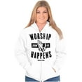 thumbnail image 3 of Worship Happens John 3:16 Prayer Unisex Fleece Graphic Zip Up Hoodie Brisco Brands 5X, 3 of 5