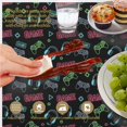 thumbnail image 6 of Game Controller Black Pattern Round Tablecloth 70"x70", Wrinkle Resistant Wipeable Table Cover for Kitchen Dining Room Picnic Patio and Party, 6 of 6