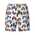 thumbnail image 4 of Lsque Mens Swim Trunks Cartoon Monster Trucks1 Pattern - Bathing Suit Compression Liner - Beach Swim Shorts Swimwear - (S-3XL) - Stretch Quick Dry -Small, 4 of 9