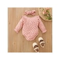 thumbnail image 3 of Qiylii 2Pcs Baby Girls Bodysuit+Headband, Floral Henley-Neck Snaps Romper, 3 of 8