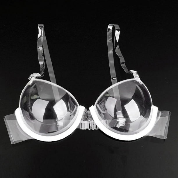 HEVIRGO Transparent Plastic 3/4 Cup Clear Strap Invisible Bra Women's Sexy  Underwear,Transparent 32 