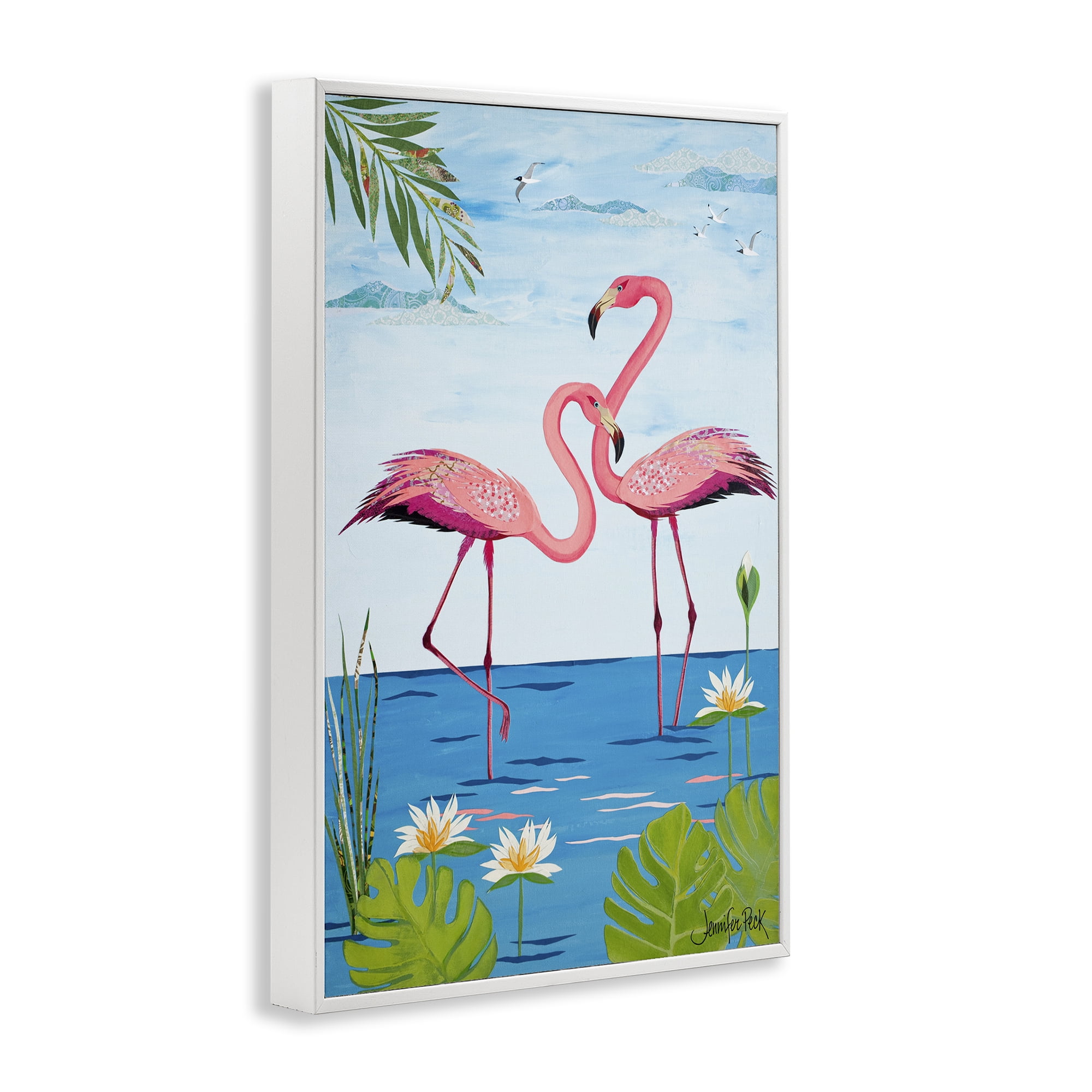Stupell Industries Pretty In Pink Flamingos Animals & Insects Painting White Framed Art Print Wall Art, 20 x 30