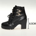 thumbnail image 5 of KELINFONG Women's Mid Calf Dress Boots Biker Motorcycle Riding Boots Combat Boots with Low Heel, 5 of 8