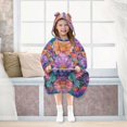 thumbnail image 7 of FORMRS Wearable Blanket Hoodie with Sleeves for Kids Cozy Flannel Sweatshirt, Light Purple Flowers, 7 of 7