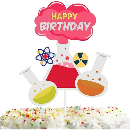 Science Happy 8th Birthday Cake Topper - Chemistry Theme Cake Decor For Kids' Science Party Supplies