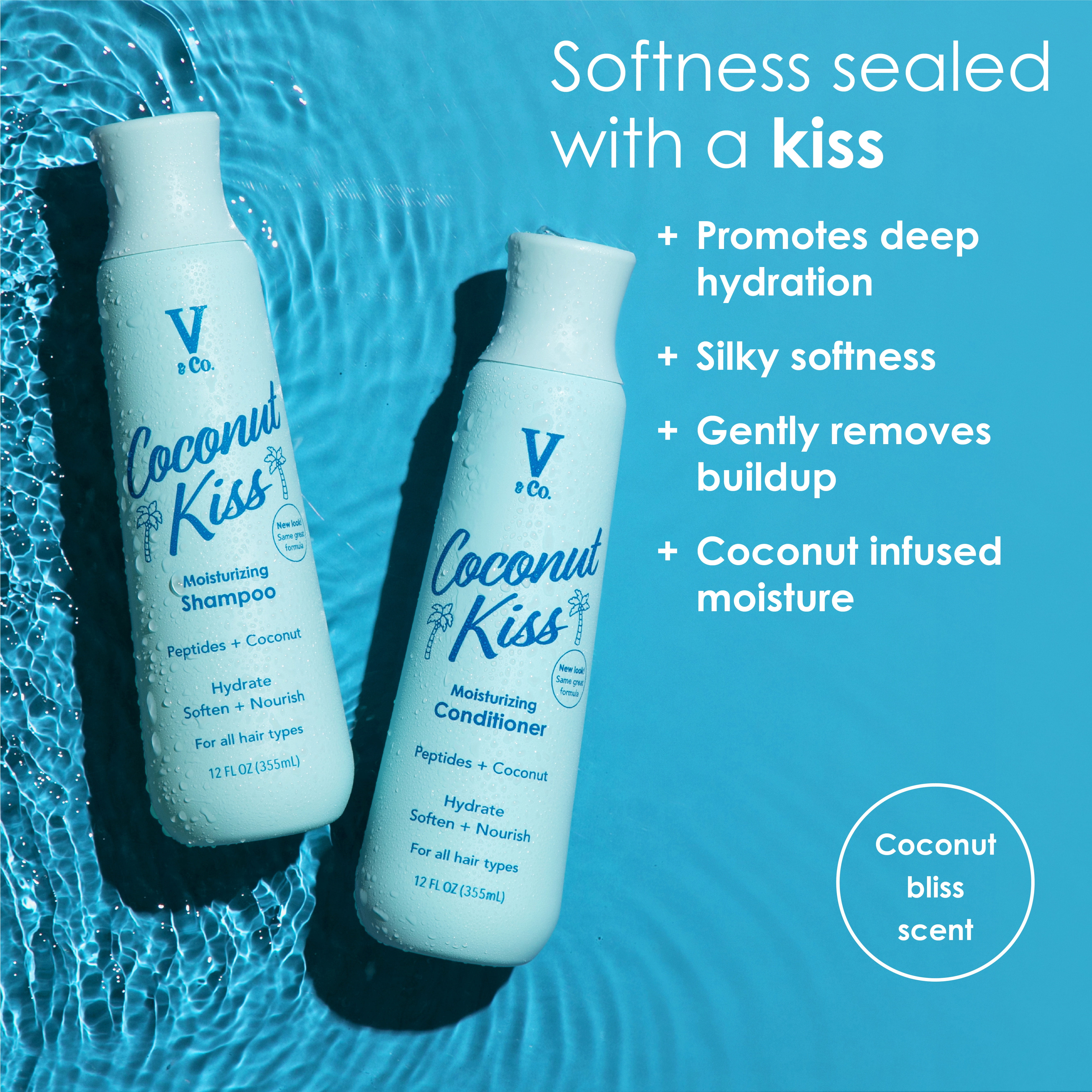 V&Co. Beauty Moisturizing Shampoo 12 fl oz, for Adults and Teens