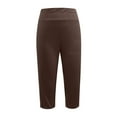thumbnail image 3 of MIASHUI Women 7/8 Pants High Waist Workout Yoga Pants With Pocket Anti Roll Down Tight Pants Crop Straight Leg Brown,M, 3 of 3