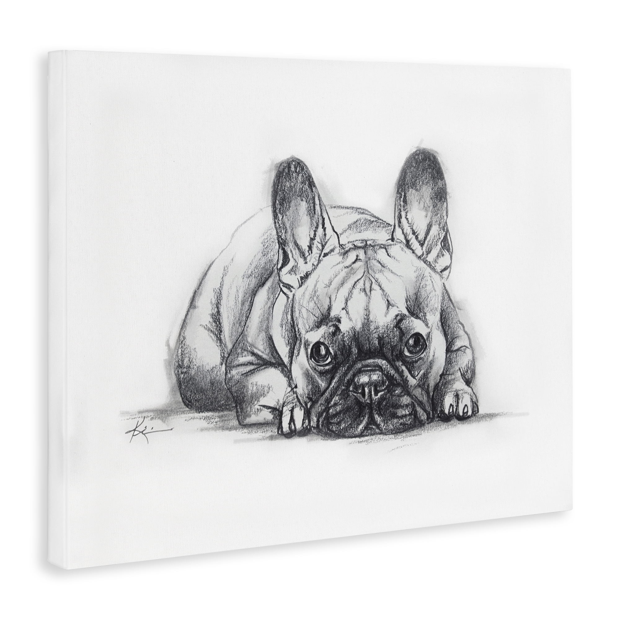 Stupell Industries French Bulldog Naptime Animals Drawing Wrapped Canvas Art Print Wall Art, 30 x 24