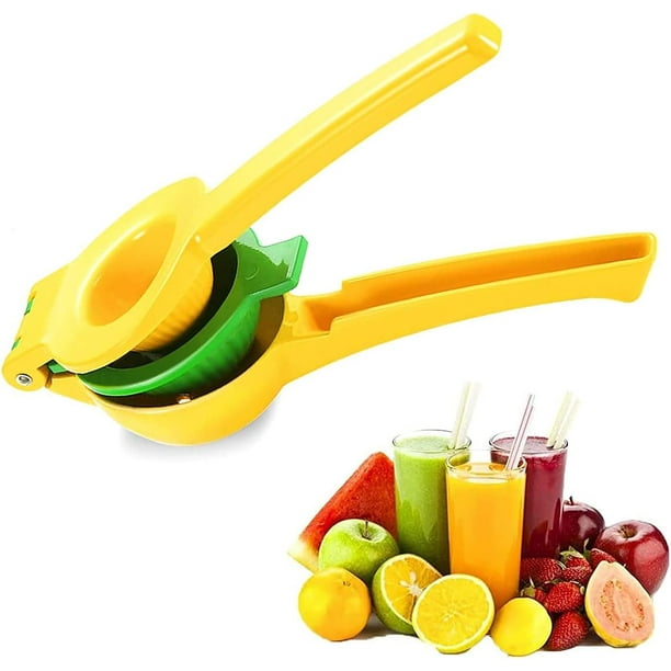 Prensa manual de mano de exprimidor de alta resistencia - Exprimidor de cítricos para exprimir jugo fresco, exprimidor de limón de tazón 2 en 1 lavavajillas seguro (Amarillo + Verde)