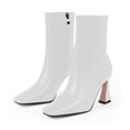 thumbnail image 2 of YOWMNS Women's Closed Square Toe Stiletto High Heel Fall Ankle Boots with Side Zipper Elegantes Fashion Dress booties(White, 9), 2 of 5