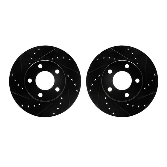 Dynamic Friction Company Front Brake Rotors-Drilled and Slotted-Black 8002-54152
