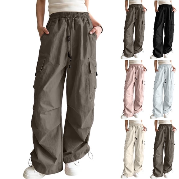 Avtoify Girls Pants Unisex Children's Spring/Fall Solid Color Elastic Waist Double Pocket Stylish Long Pants