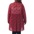 thumbnail image 4 of DARING DIVA Women's Plus Cardigan Open Front  Sheer Lace Crochet Cover Up 1X Wine Red, 4 of 6
