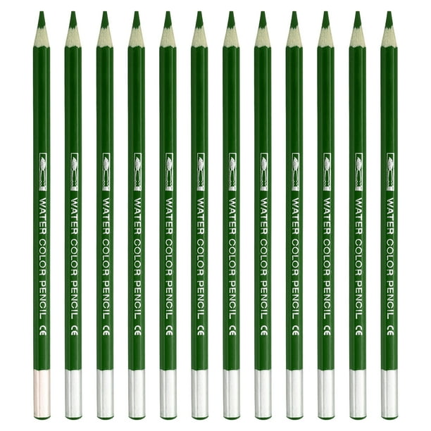 Lápiz de acuarela Uxcell para mezclar, colorear, dibujar bocetos, pintar, 12 piezas, verde