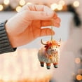 thumbnail image 4 of Biezeib Cartoon Cow Decorative Hanging Ornament for Cars Cute Acrylic Highland Cow Pendants Christmas Tree Decorations, 4 of 6