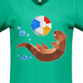 thumbnail image 4 of Inktastic Cute Otter and Beachball Women's V-Neck T-Shirt, 4 of 5