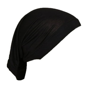 Bekayaa 2 Pcs, Solid Color Stretch Under Caps, Hijab Under Scarf, Tube Cap Style, Black & White