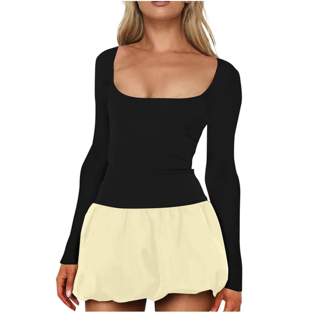 Vestido de Manga Corta para las Mujeres, Color Sólido Encaje Hasta Cintura Retracta Satén Tenedor Dividido, Cuello Redondo Midi