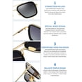 thumbnail image 3 of Gafas de sol cuadradas de aviador vintage para hombre con montura dorada retro, 3 of 5