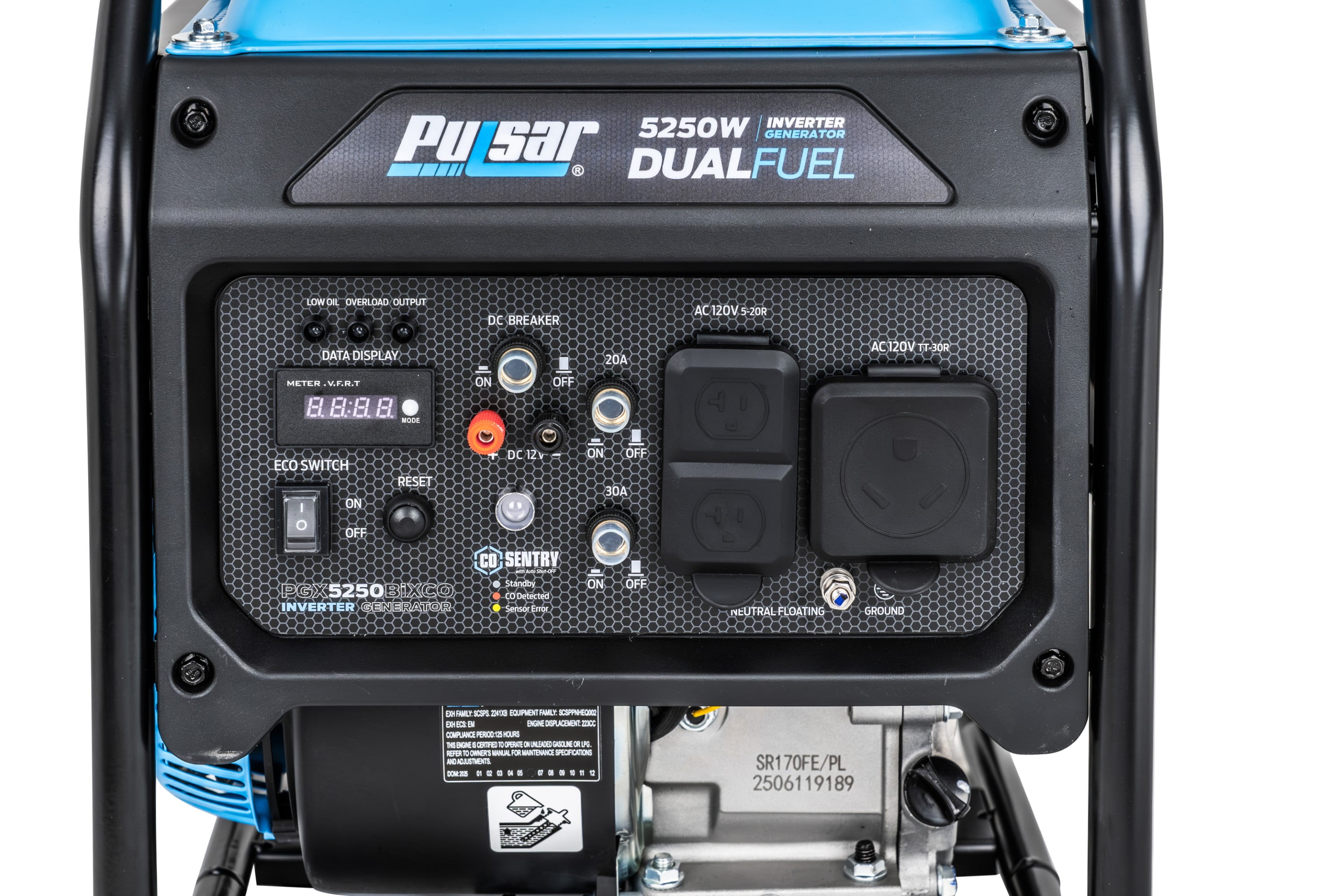 Pulsar 5250W Dual Fuel Inverter Generator, Gas & Propane, RV Ready TT-30R