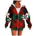 thumbnail image 2 of Cutuoiiu Women's Daily Bow Loose Long Sleeved Zipper Hooded Jackets Gifts, 2 of 4