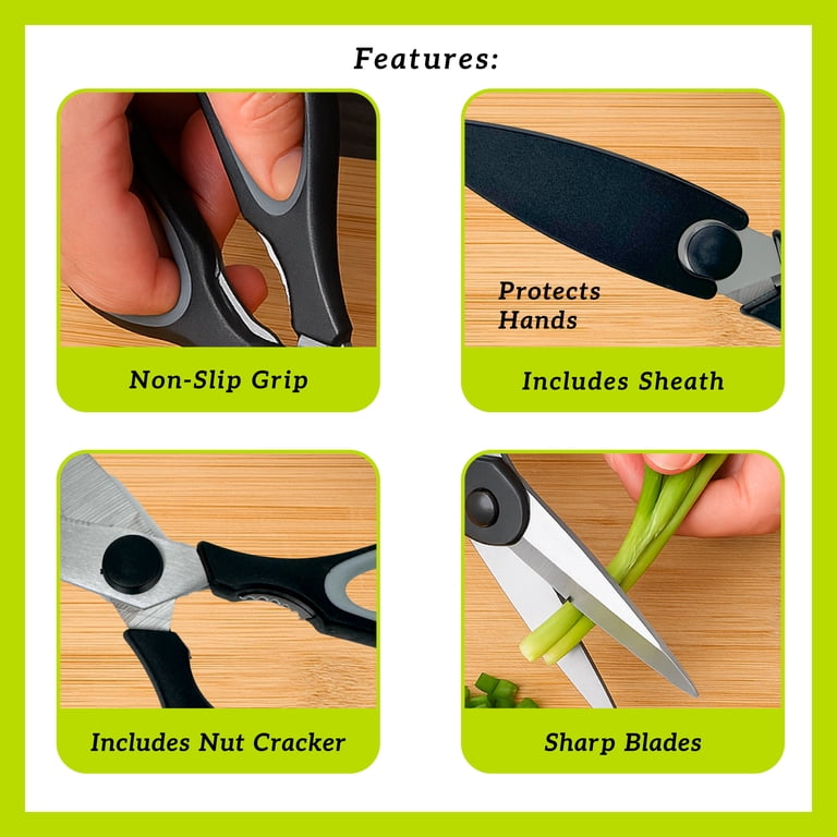 Gourmet Club Non-Slip Kitchen Shears with Sheath and Built-in