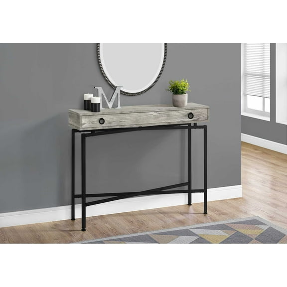32.5" Grey Reclaimed Wood Particle Board Accent Table with Black Legs