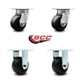 thumbnail image 2 of 4 Inch KP Polyolefin Caster Set with Ball Bearings 2 Swivel 2 Rigid SCC, 2 of 2