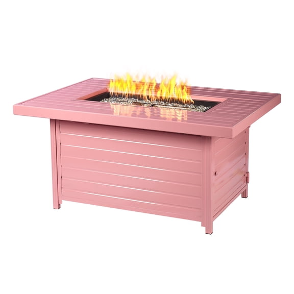 Aluminum 48-in Rectangular Propane Fire Table, Beads, Covers and Lid