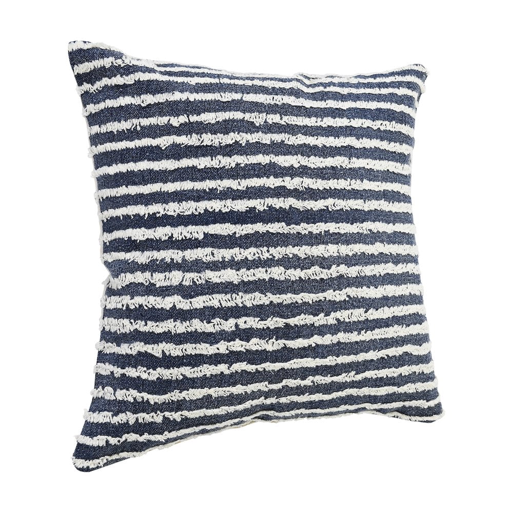 Harlow Hill Insignia Blue Striped Contemporary Cotton Throw Pillow Cover, 20" x 20"