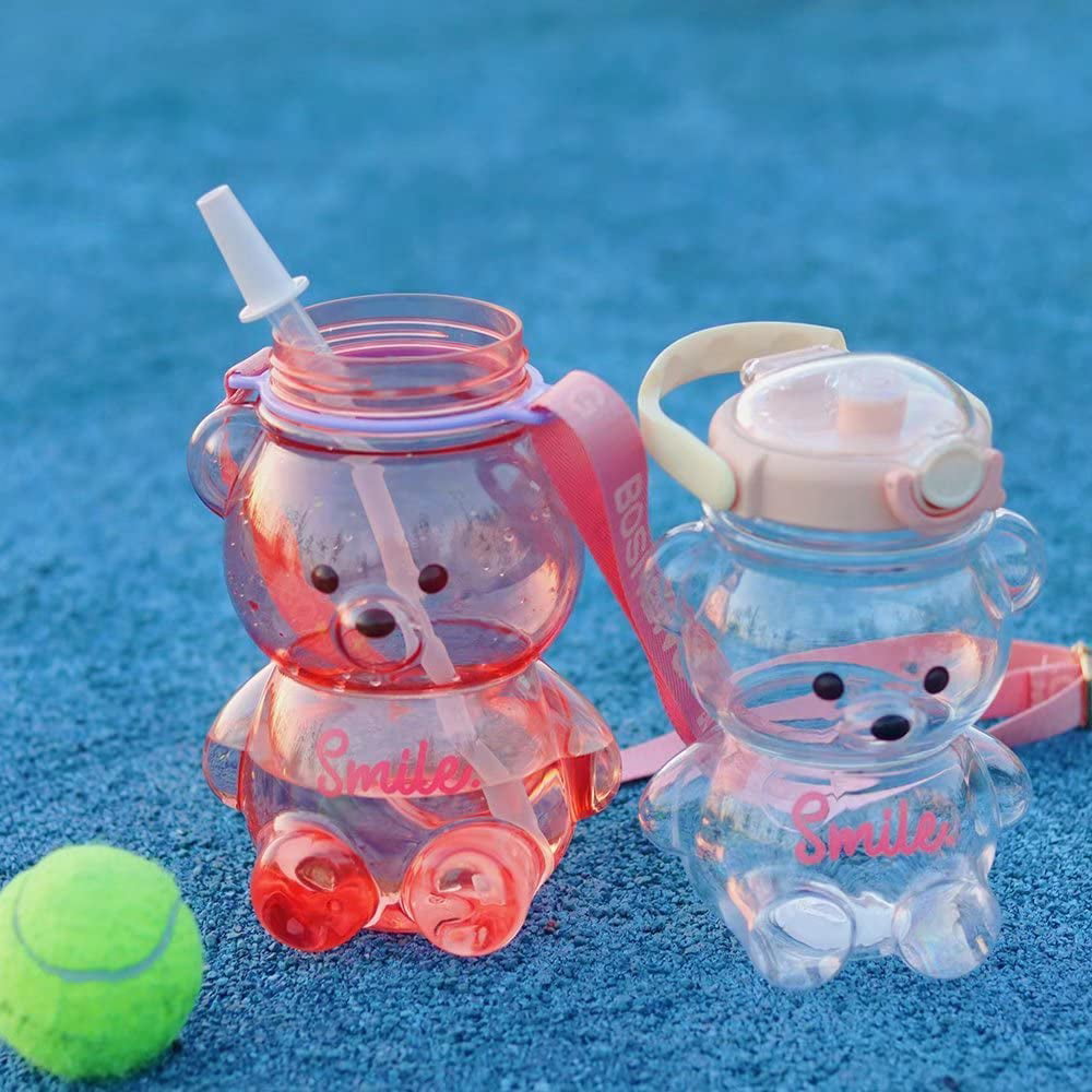 1400ML Cute Cartoon Water Bottle with Straw BPA Free Child Girl