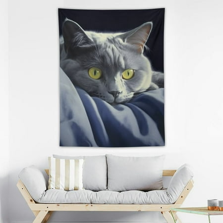 CANFLASHION Blanket 3D Cat Printed Bed Cover Lamb Cashmere Flannel Blanket XQ Autumn and Winter Tapestry Design for Travel Car Home Sofa Bed (Black Cat  )