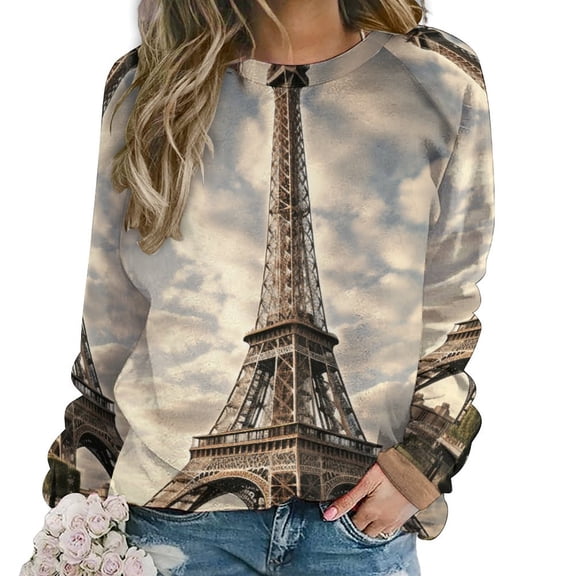 Eiffel Tower Mom Sweatshirt For Women Long Sleeve Pullover