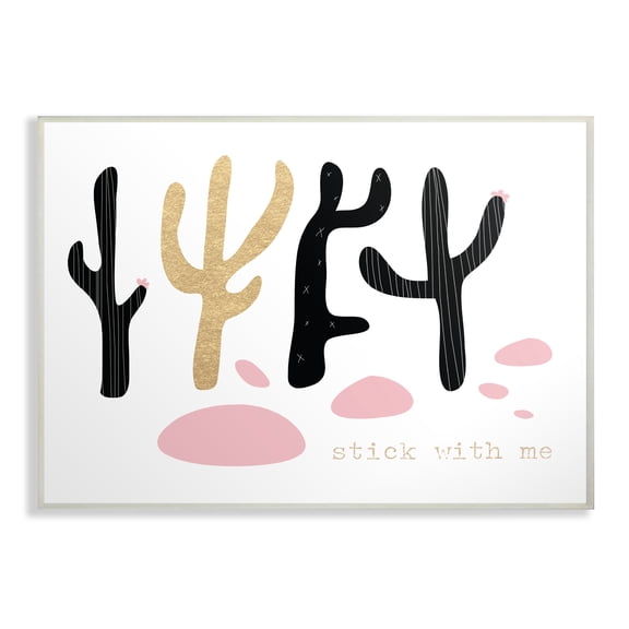 Stupell Industries Stick With Me Cacti Art for Kids Painting Unframed Art Print Wall Art, 13 x 19