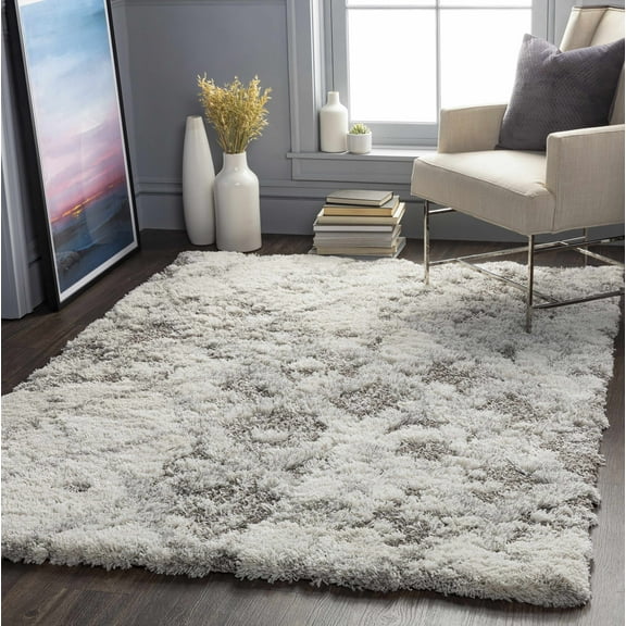 Hauteloom Kilgetty Living Room, Bedroom Area Rug - Contemporary - Plush Pile - Off White, Light Gray, Medium Gray - 2' x 2'11"