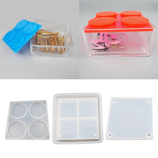 Caja de joyería de cristal de resina BLESIY Molde de silicona para estuche de almacenamiento
