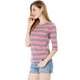 thumbnail image 3 of Camiseta básica de ajuste slim con cuello redondo y mangas de codo para mujeres INSPIRE CHIC, T-shirt impresa, 2XL, rosa, 3 of 8